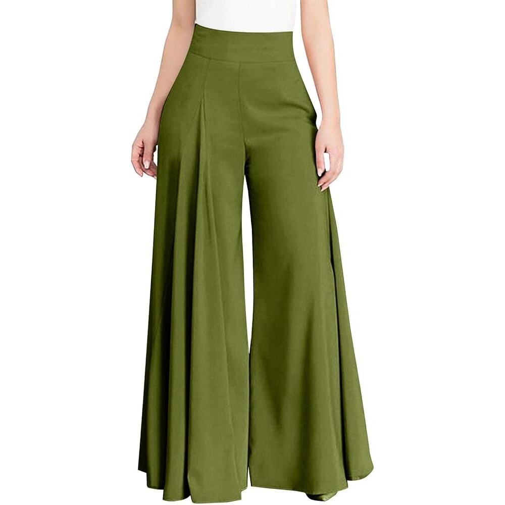 Kur Kuma Flowy Ruffle Hem Elegant Wide Leg Pants Size 10 - Picture 3 of 3